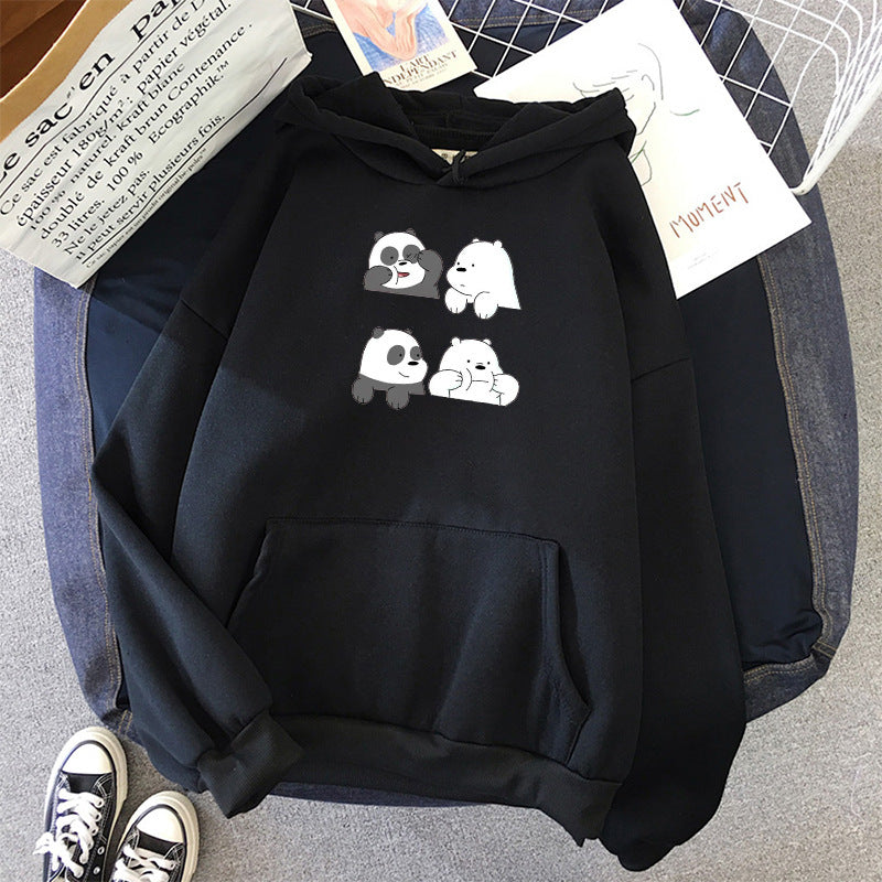 Unisex Kapuzenpullover mit niedlichem Comic-Tierprint, Kängurutasche und weichem Fleece-Innenfutter – Auréline