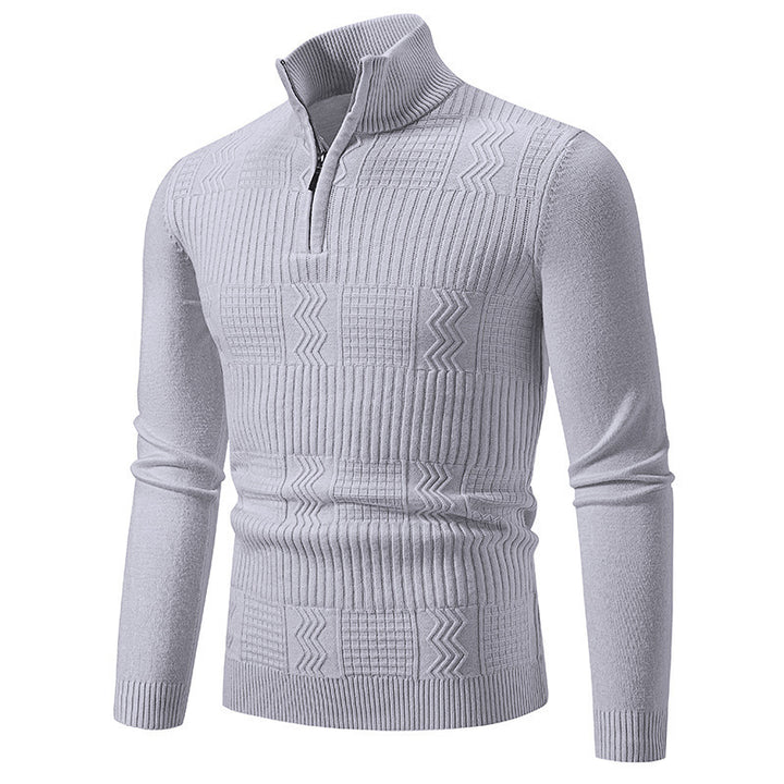 Herren Strickpullover mit modernem Stehkragen und strukturiertem Design Echoarchiv