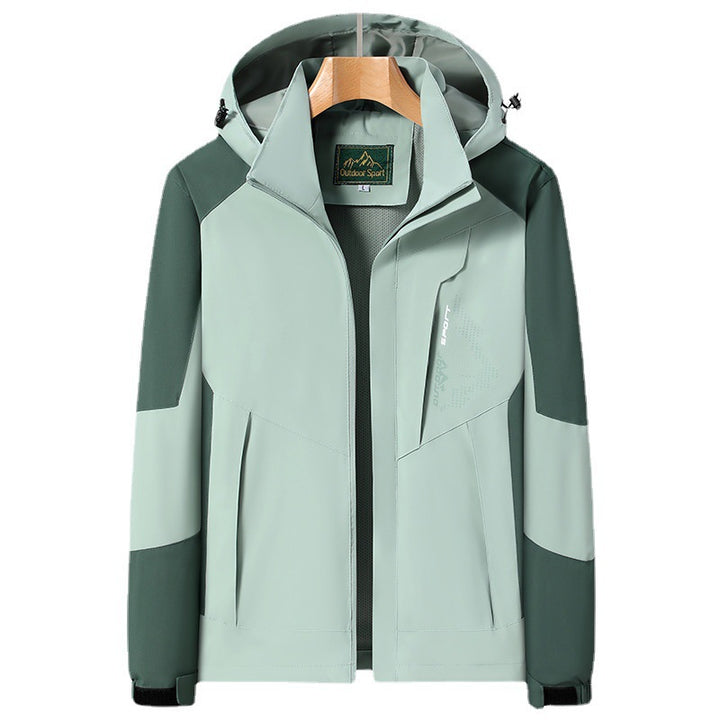 Damen Softshell‑Trekkingjacke mit atmungsaktiver Membran, verstellbarer Kapuze und Colorblock-Design Echoarchiv