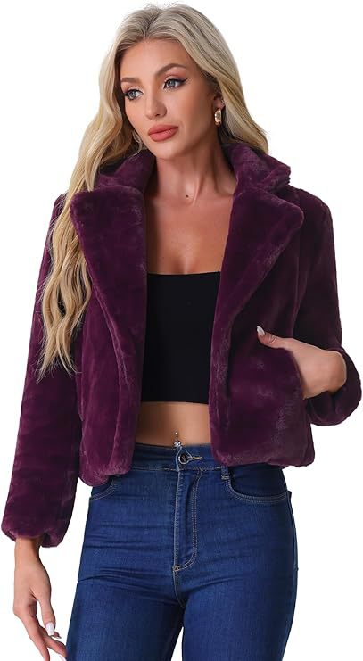Damen Kurzblouson aus samtigem Faux‑Fur mit fallendem Revers und figurfreundlichem Cropped‑Schnitt Echo Archiv
