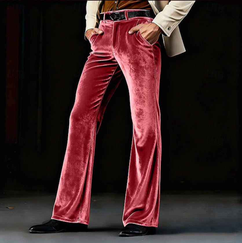 Damen Elegante Samt-Hose mit hohem Bund, ausgestelltem Bein und Eingrifftaschen – Avélisse