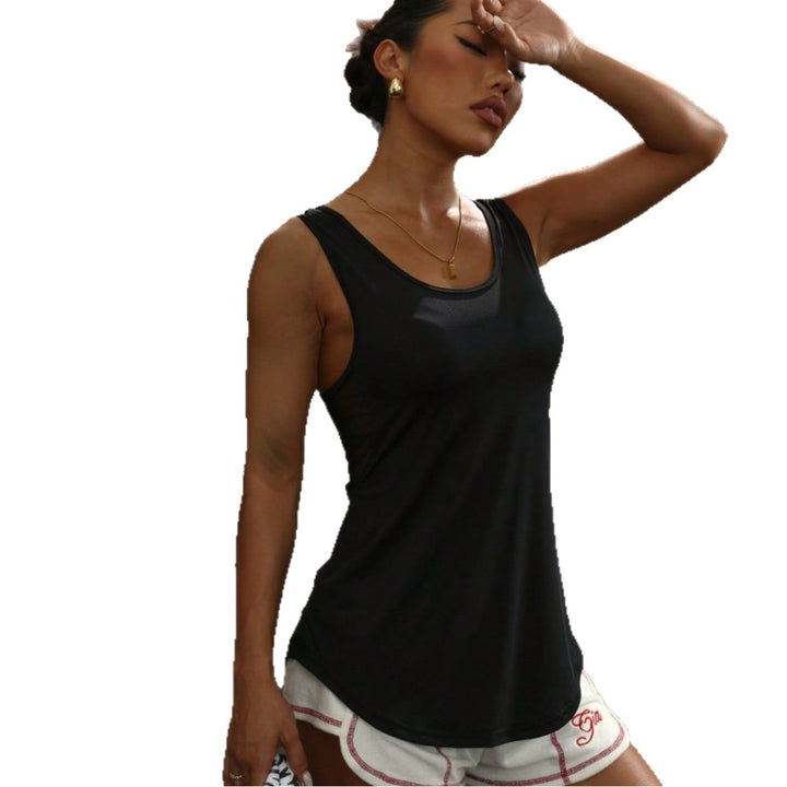 Damen Sporttop mit atmungsaktivem Mesh-Einsatz und figurbetonendem Schnitt Echo Archiv