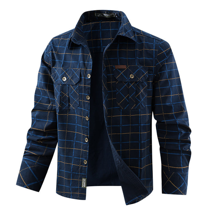 Herren nan kariertes Overshirt mit leichtem Thermofutter und doppelten Klappbrusttaschen Echo Archiv