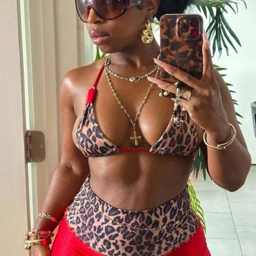 Damen Triangel-Bikini mit hochgeschnittenem Höschen und Animal-Print Echo Archiv