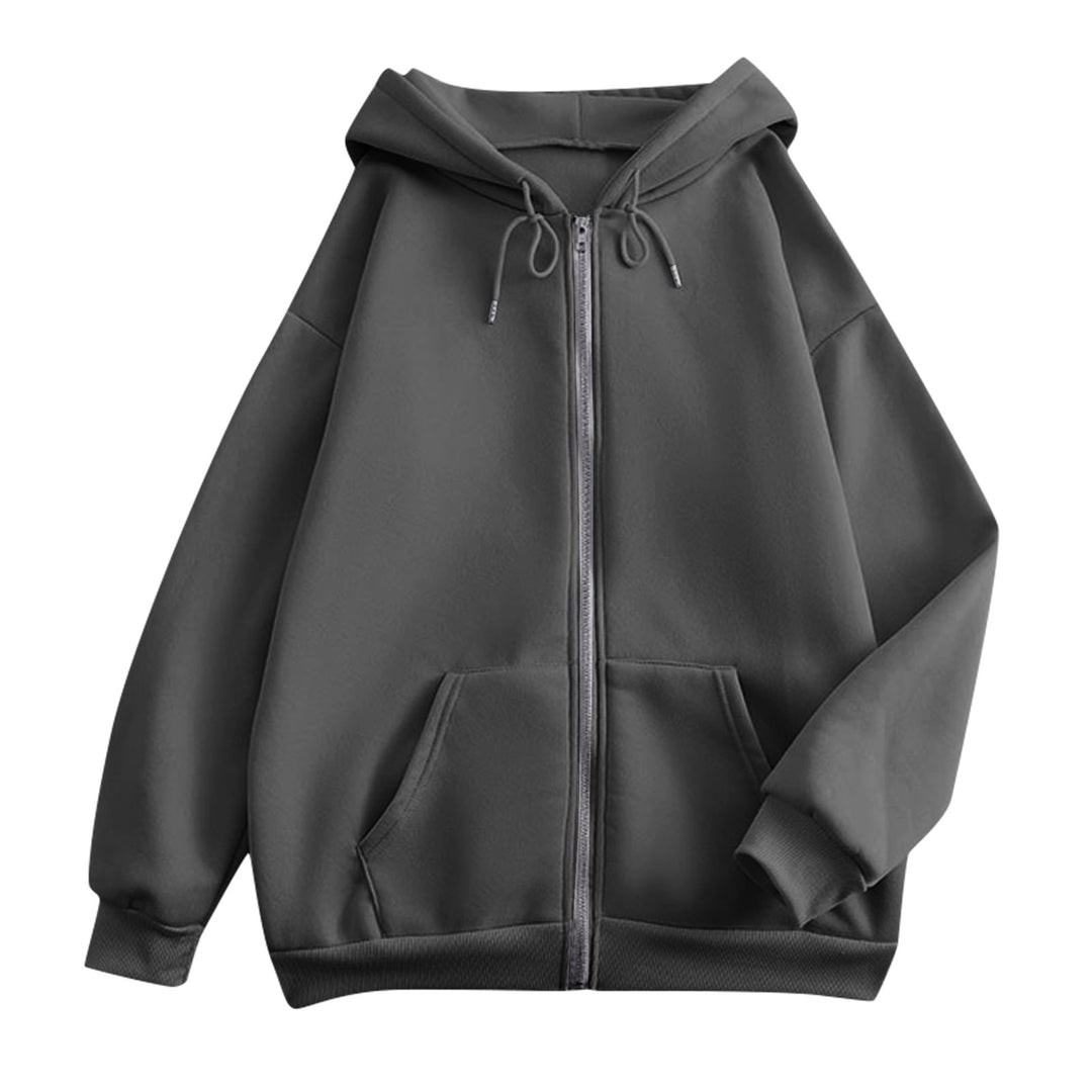 Damen extrabreite Zip-Kapuzenjacke mit weichem Fleecefutter, Kängurutaschen und gerippten Bündchen – Célinea