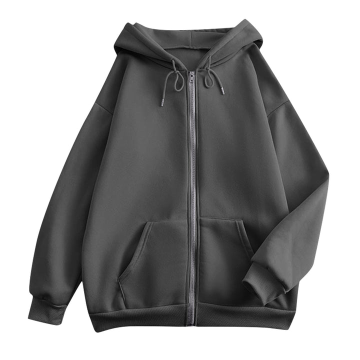 Damen extrabreite Zip-Kapuzenjacke mit weichem Fleecefutter, Kängurutaschen und gerippten Bündchen – Célinea