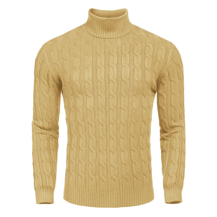 Herren modischer Rollkragenpullover mit Zopfmuster Echoarchiv