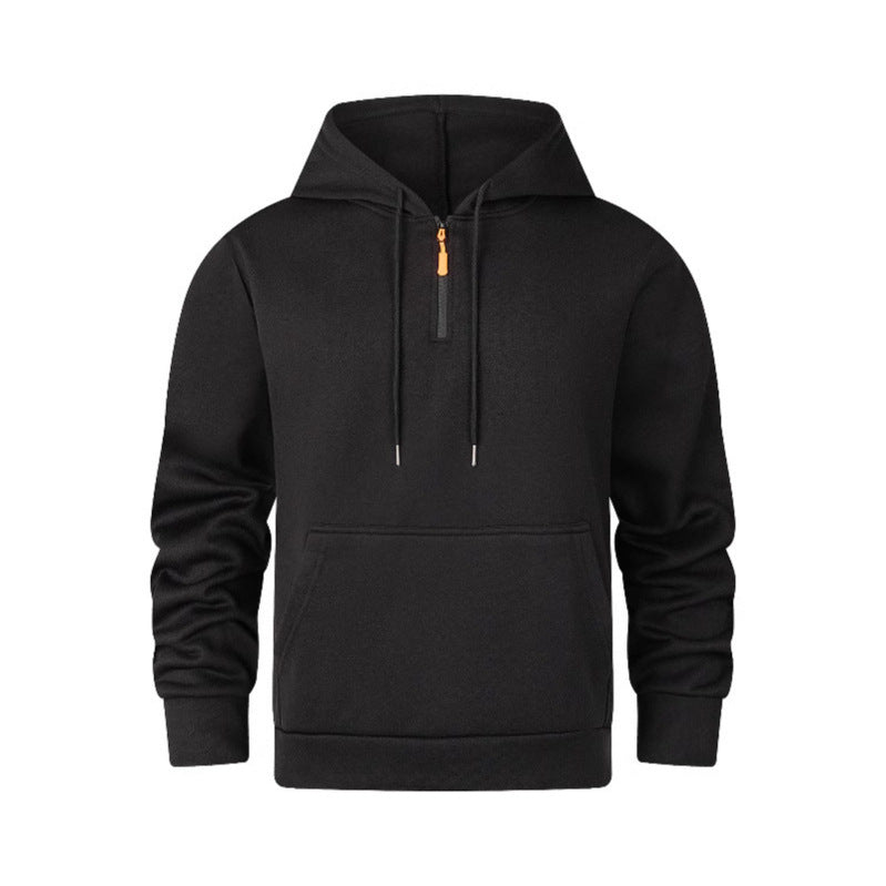 Herren moderner Kapuzenpullover mit halbem Reißverschluss und Kängurutasche Echoarchiv