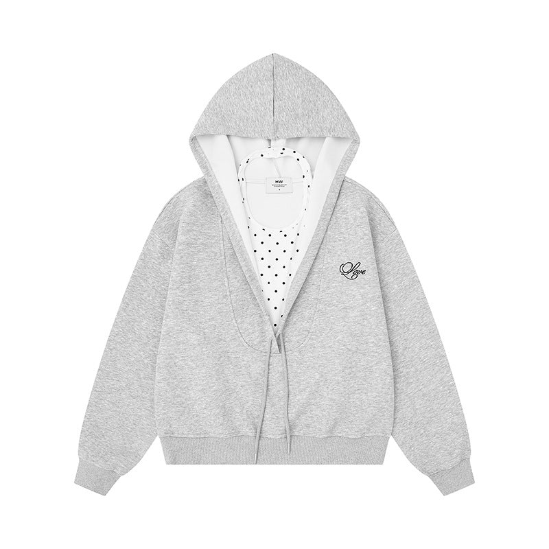 Damen Lagen-Kapuzenjacke mit integriertem Tupfen-Innenlayer und Tunnelzug Echoarchiv