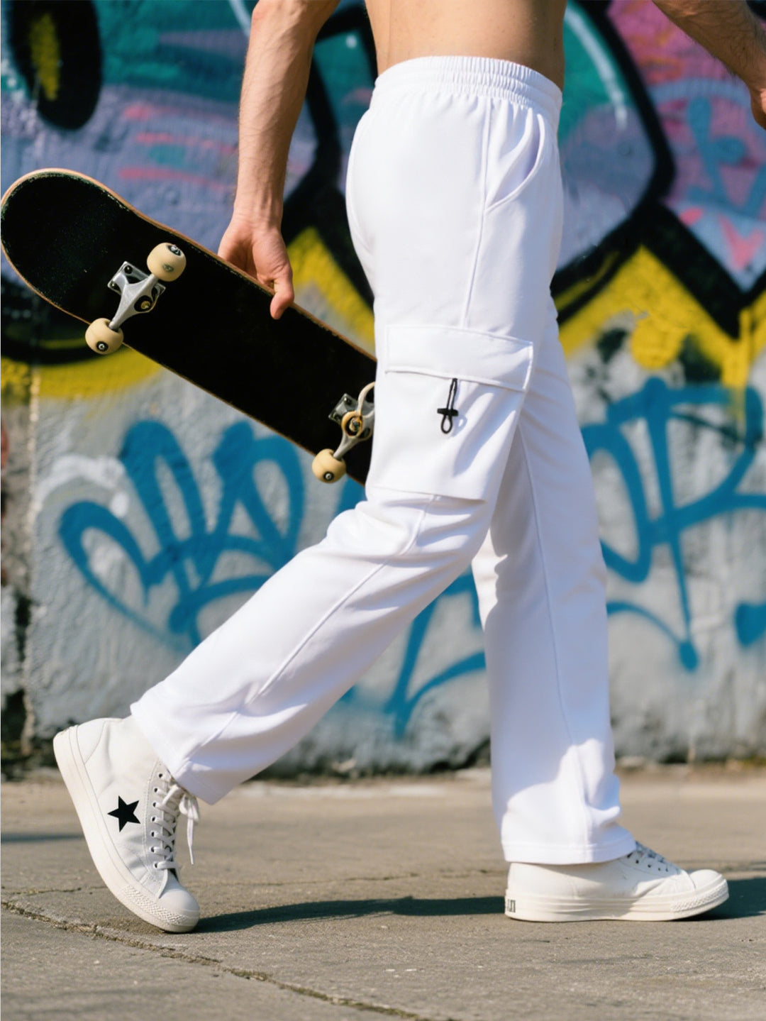 Herren Relaxed-Fit Cargo-Jogginghose mit elastischem Bund, Klapptasche & Tunnelzug – Bravaro