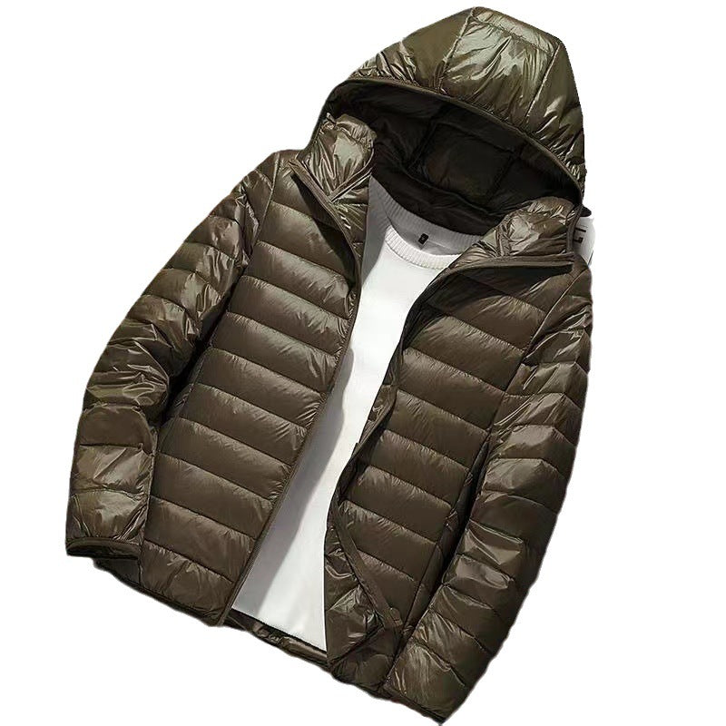 Herren nan ultraleichte Kapuzen-Steppjacke mit Packfunktion und winddichtem Shell Echo Archiv