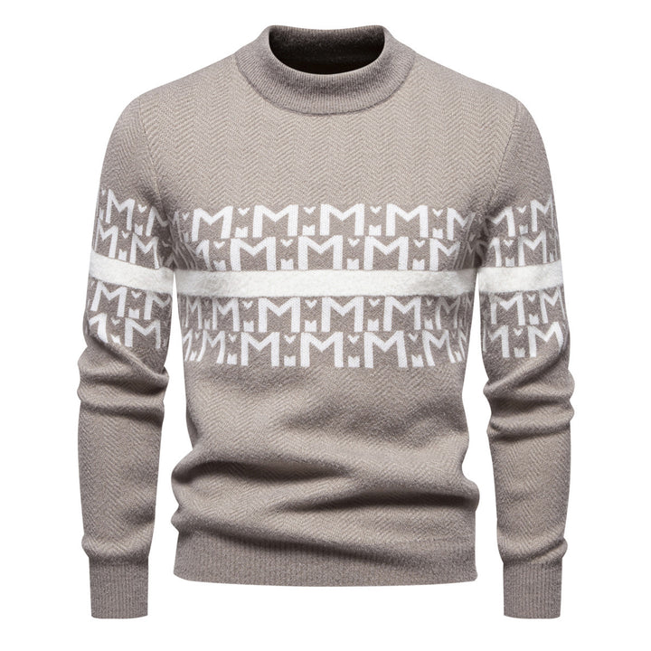 Herren Strickpullover mit modernem Zopfmuster und hohem Stehkragen Echoarchiv