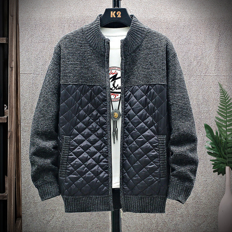 Herren gesteppte Übergangsjacke mit modernem Strickdesign und praktischen Taschen Echoarchiv