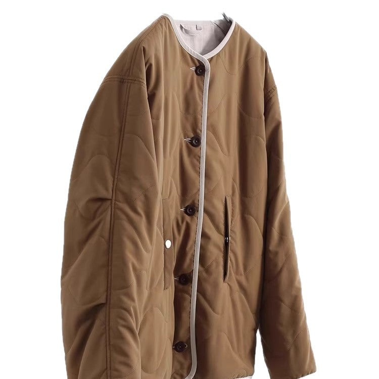 Damen Steppjacke ohne Kragen mit Oversize‑Silhouette und Kontrastpaspel Echo Archiv