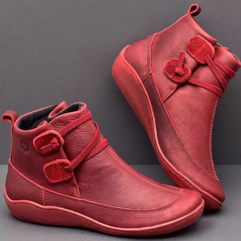 Damen nan knöchelhohe Softleder-Slipperstiefelette mit Schlaufen-Wickelriemen und ergonomischer Gummilaufsohle Echo Archiv