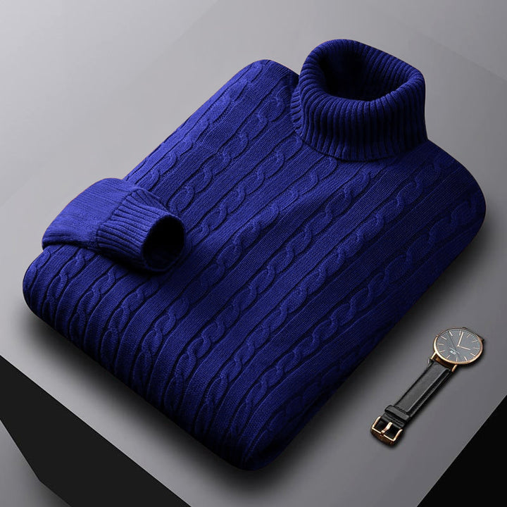 Herren nan grob gestrickter Rollkragenpullover mit Zopfmuster und wärmender Strickstruktur Echo Archiv
