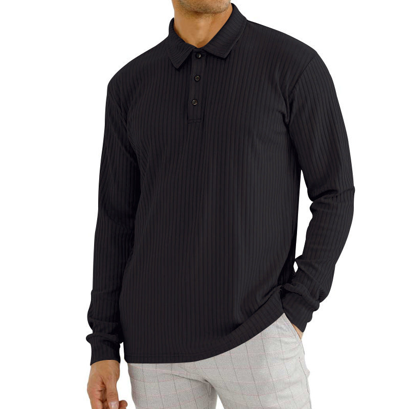 Herren Langarm-Polohemd mit strukturiertem Design Echoarchiv