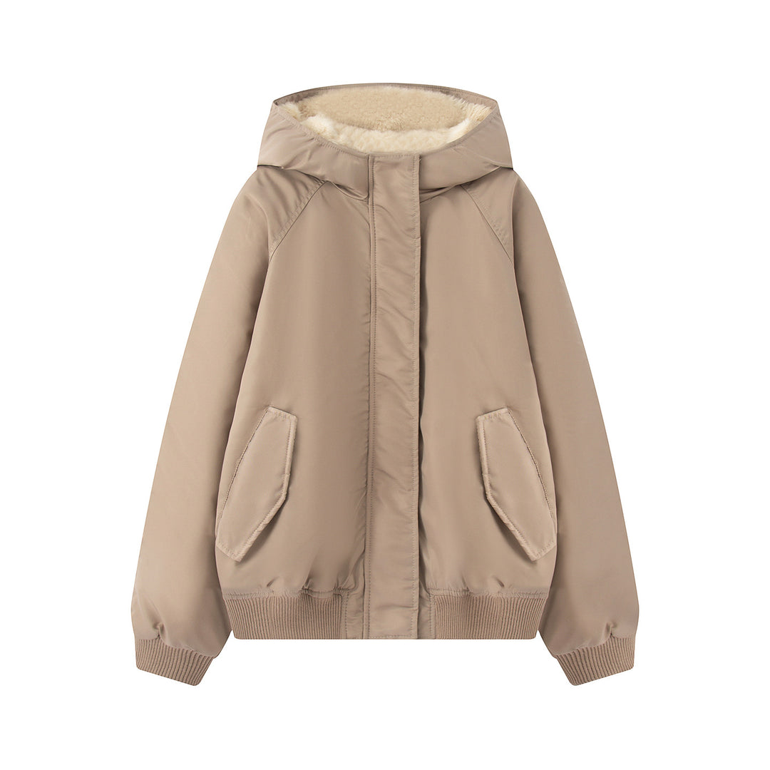 Damen nan wattierte Kapuzenjacke mit Teddyfutter, verdeckter Reißverschluss und Rippbündchen Echo Archiv
