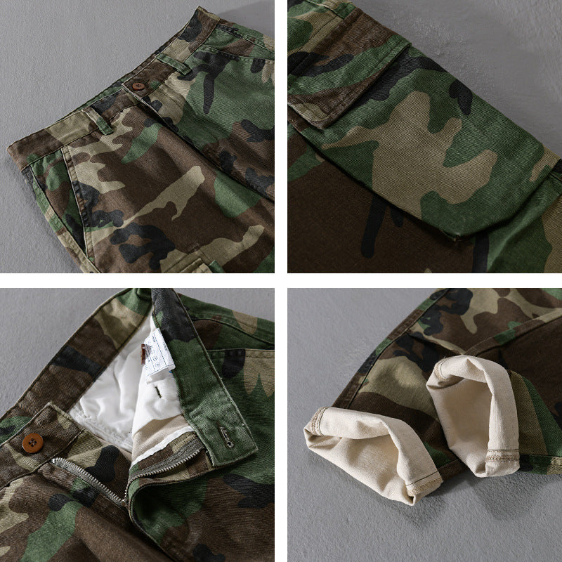 Herren Slim-Tapered Cargohose im Military-Stil mit Gummibündchen und Klappentaschen Echoarchiv