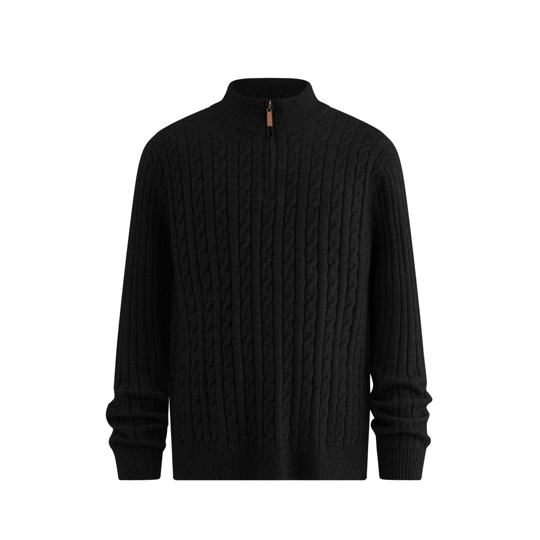 Herren Klassischer Grobstrickpullover mit Zippkragen Echoarchiv