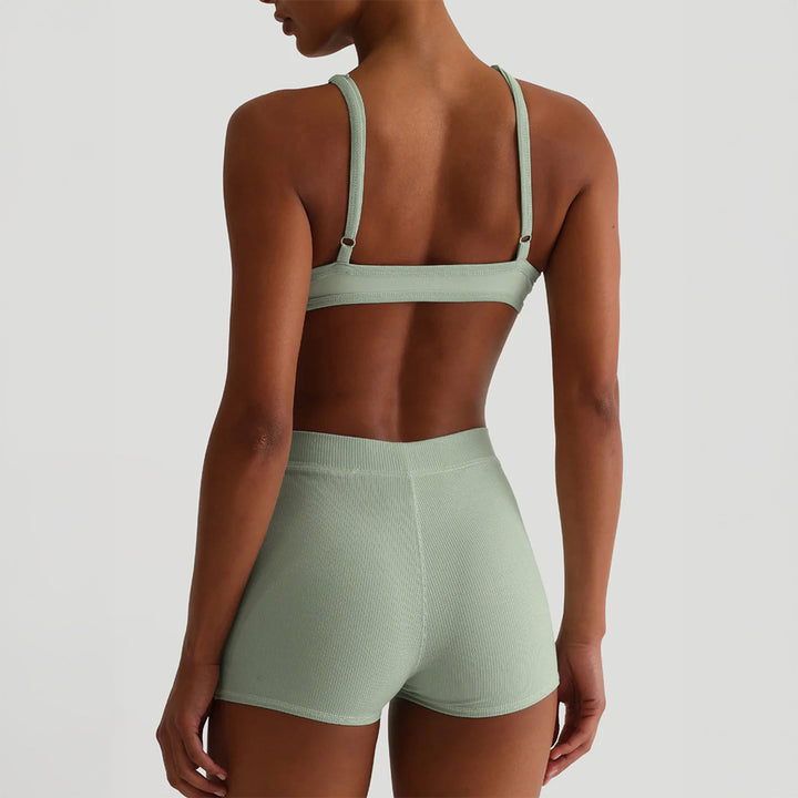 Damen Sport-Bustier und Shorts-Set mit hohem Bund Echo Archiv
