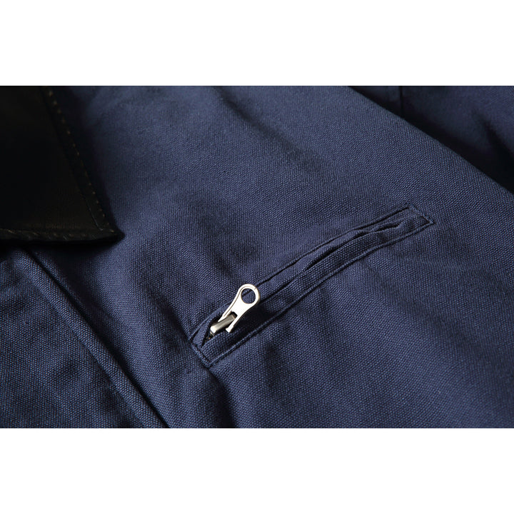 Herren Boxy-Canvas-Blouson mit kontrastierendem Kunstlederkragen und elastischem Saum Echoarchiv