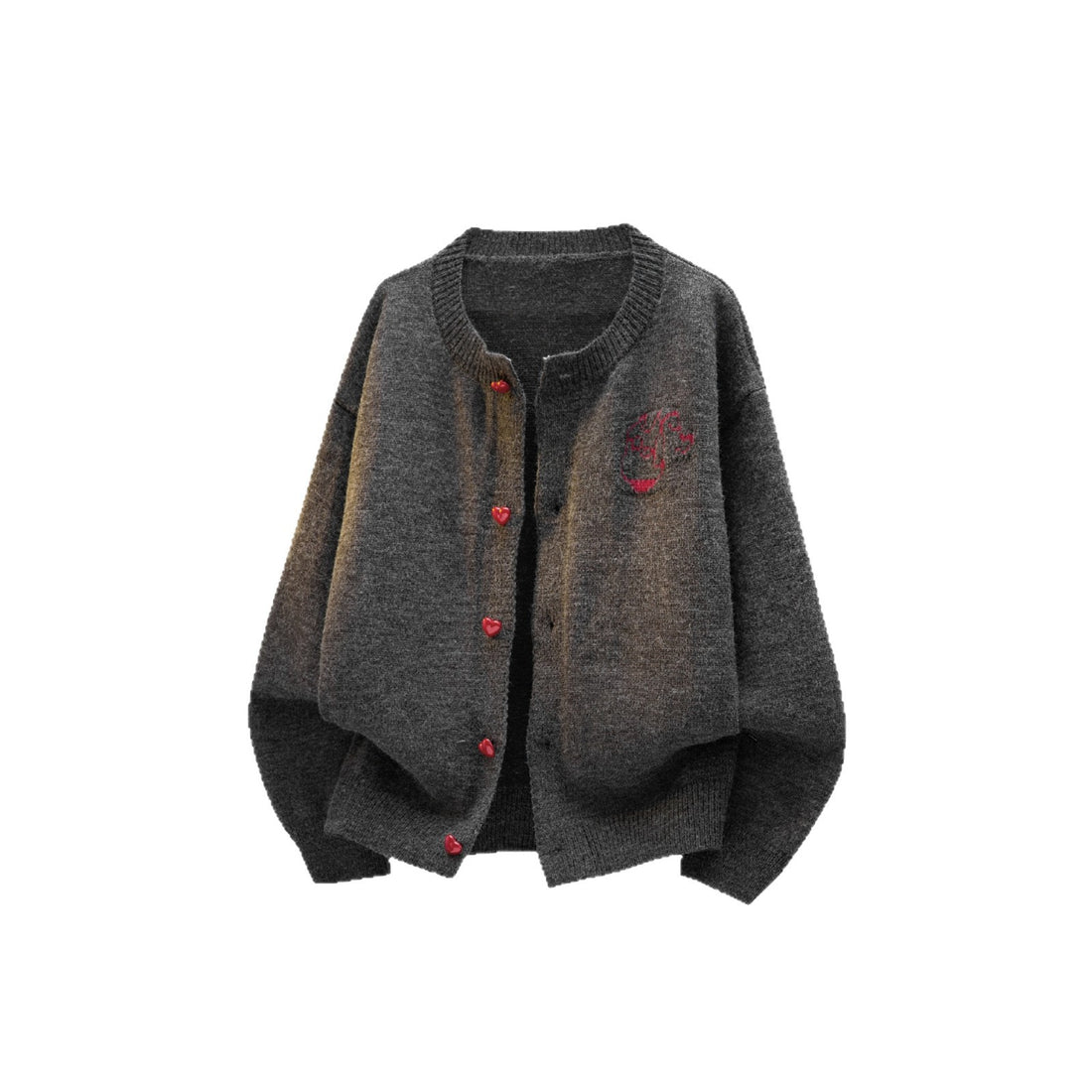 Damen Kuscheliger Grobstrick Cardigan mit Herz-Knöpfen Echoarchiv