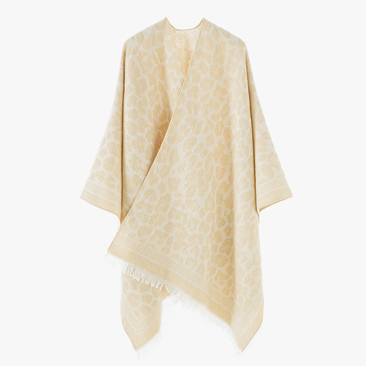 Damen Jacquard-Capeponcho mit Leo-Struktur und Fransensaum Echo Archiv