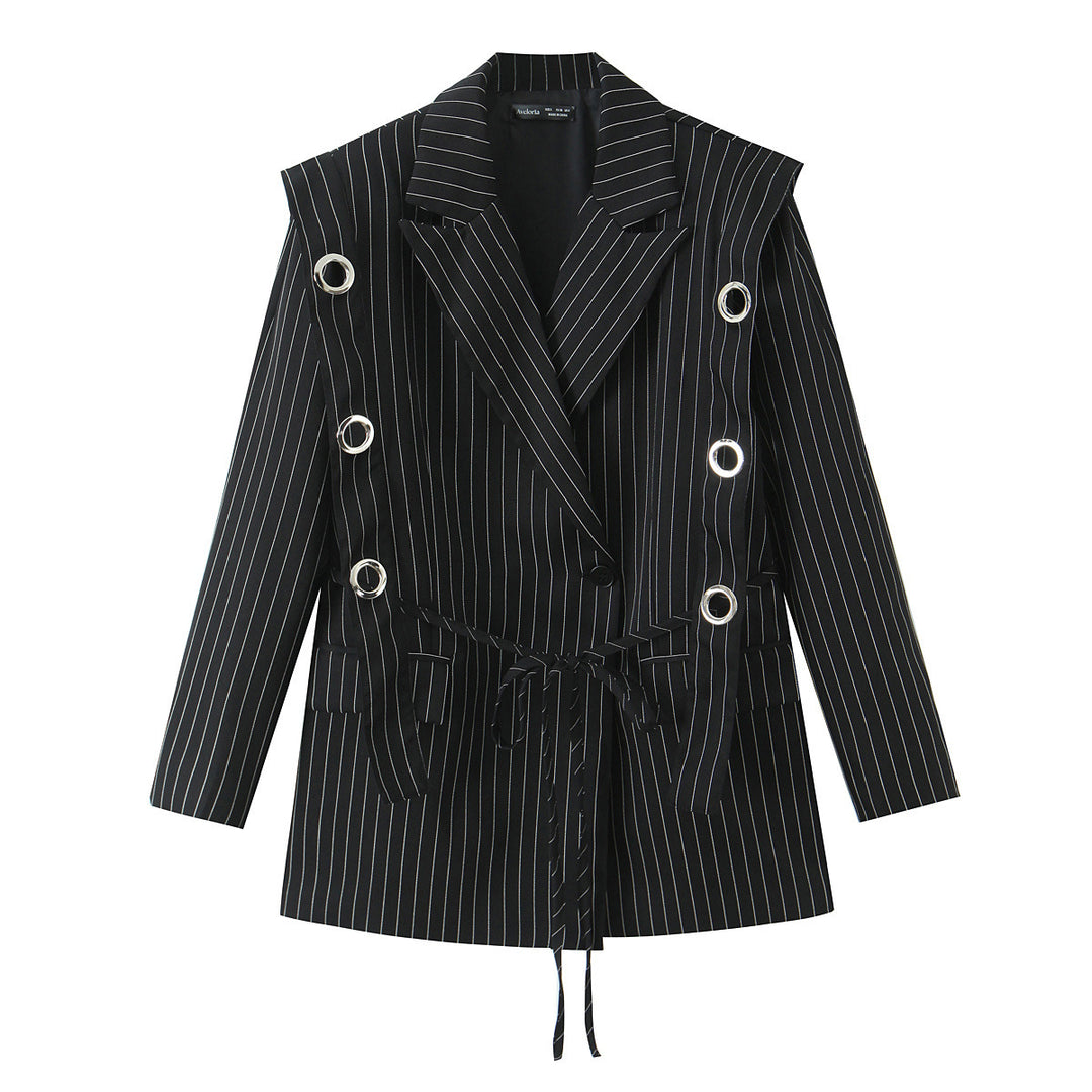 Damen Nadelstreifen-Blazer mit Ösenapplikation und Kordelzug Echo Archiv
