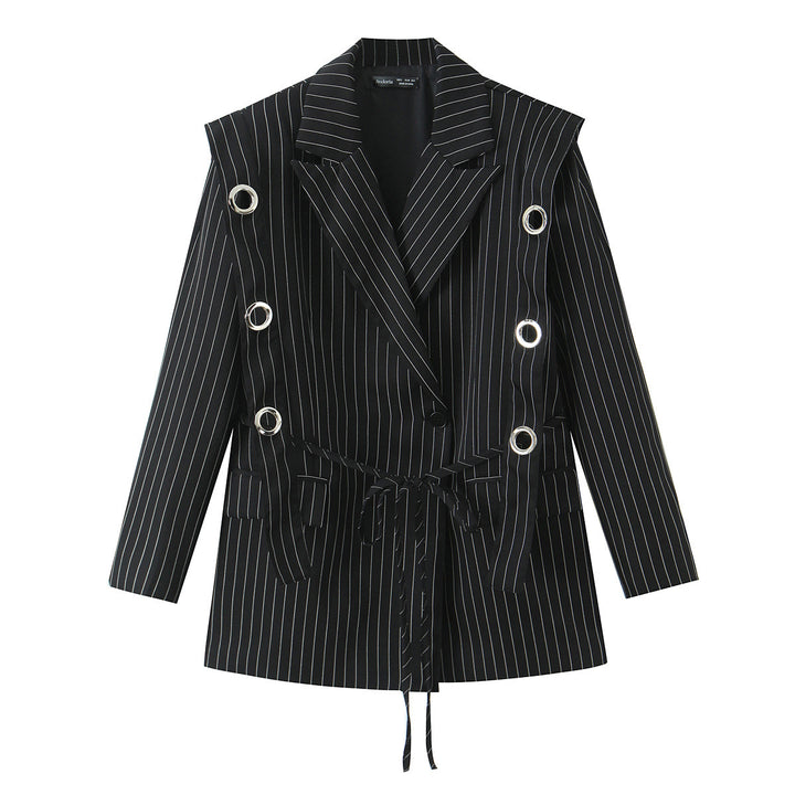 Damen Nadelstreifen-Blazer mit Ösenapplikation und Kordelzug Echo Archiv