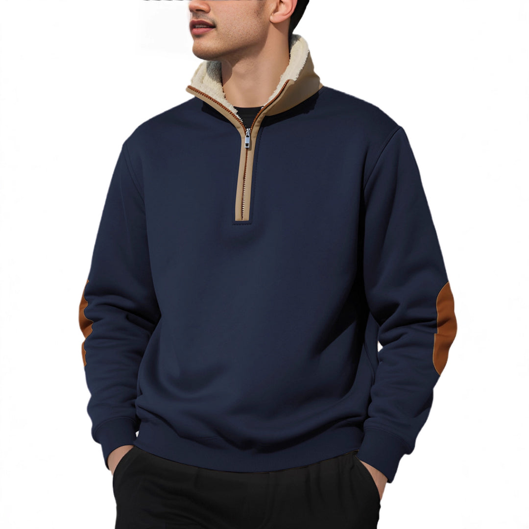 Herren Fleece-Pullover mit hohem Kragen und eleganten Kontrastdetails Echoarchiv