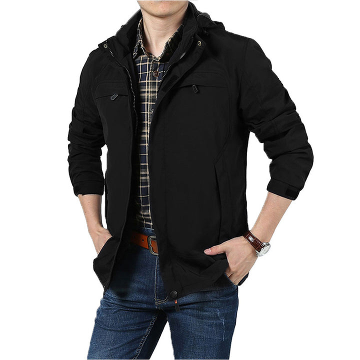 Herren Leichte Kapuzen-Fieldjacke im Urban-Utility-Stil mit Reißverschluss und Multifunktionstaschen Echoarchiv