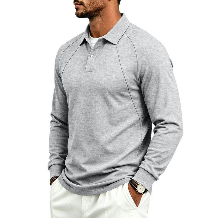 Herren Langarm-Polo aus feinem Baumwoll-Mix mit Raglannähten und Rippbündchen Echoarchiv