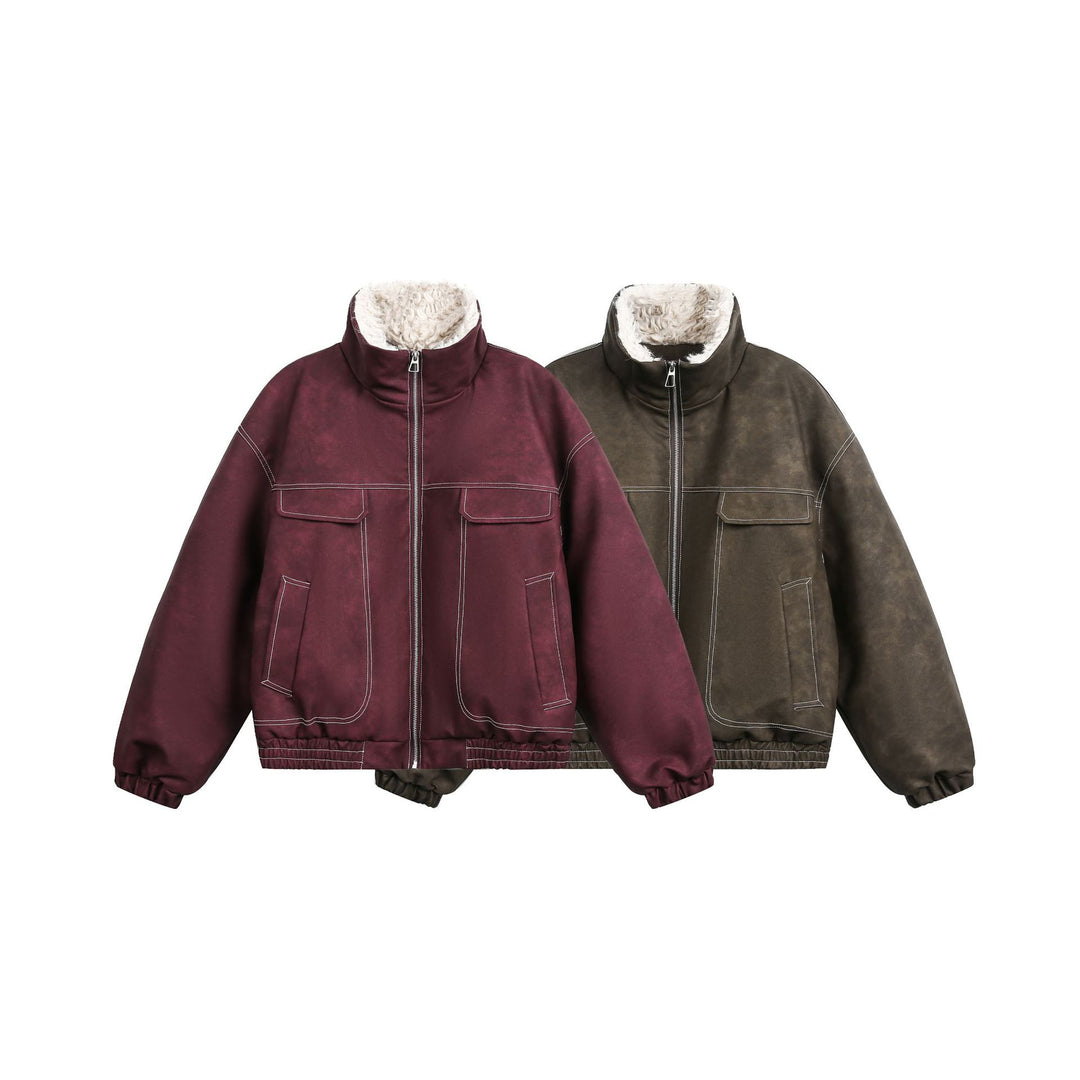 Herren Boxy Veloursleder‑Optik Blouson mit Teddyfutter und hohem Kragen Echoarchiv