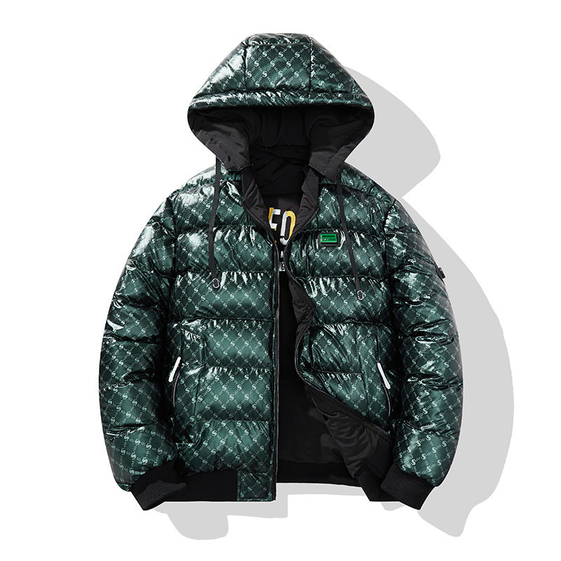 Herren Modische Steppjacke mit Kapuze und glänzendem Finish Echo Archiv