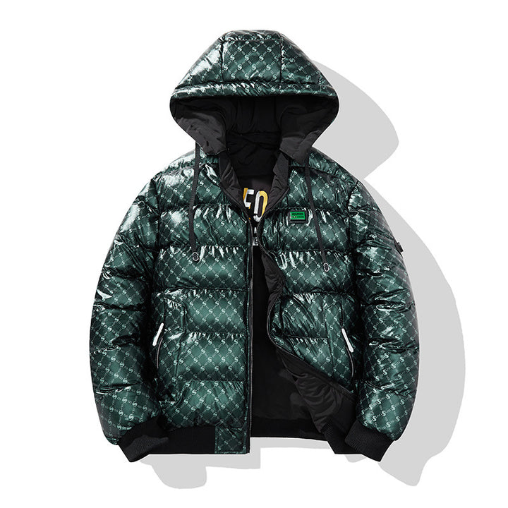 Herren Modische Steppjacke mit Kapuze und glänzendem Finish Echo Archiv