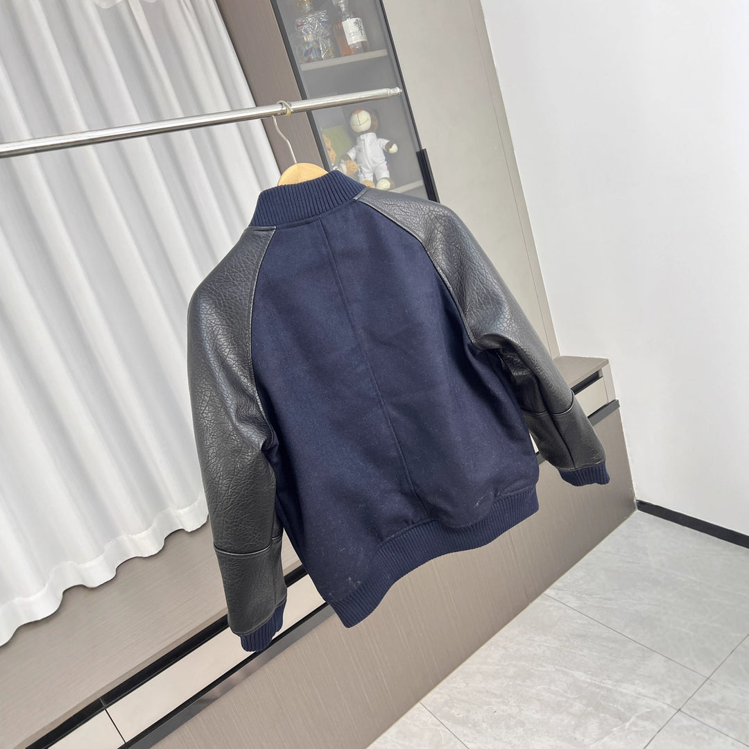 Herren College-Bomberjacke mit Wollmix-Korpus und strukturierter Lederoptik-Ärmel Echo Archiv