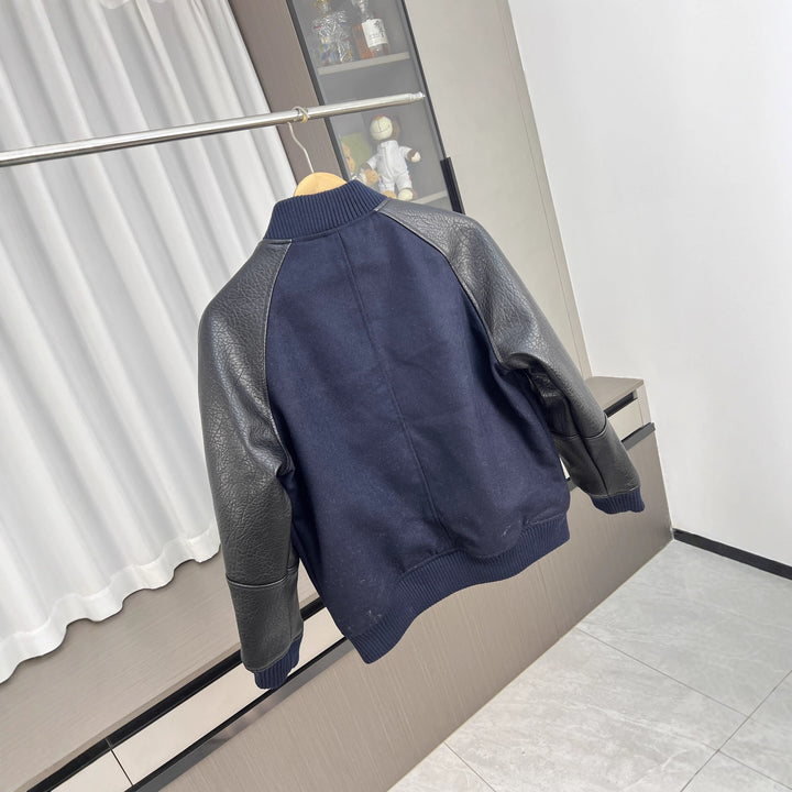 Herren College-Bomberjacke mit Wollmix-Korpus und strukturierter Lederoptik-Ärmel Echo Archiv