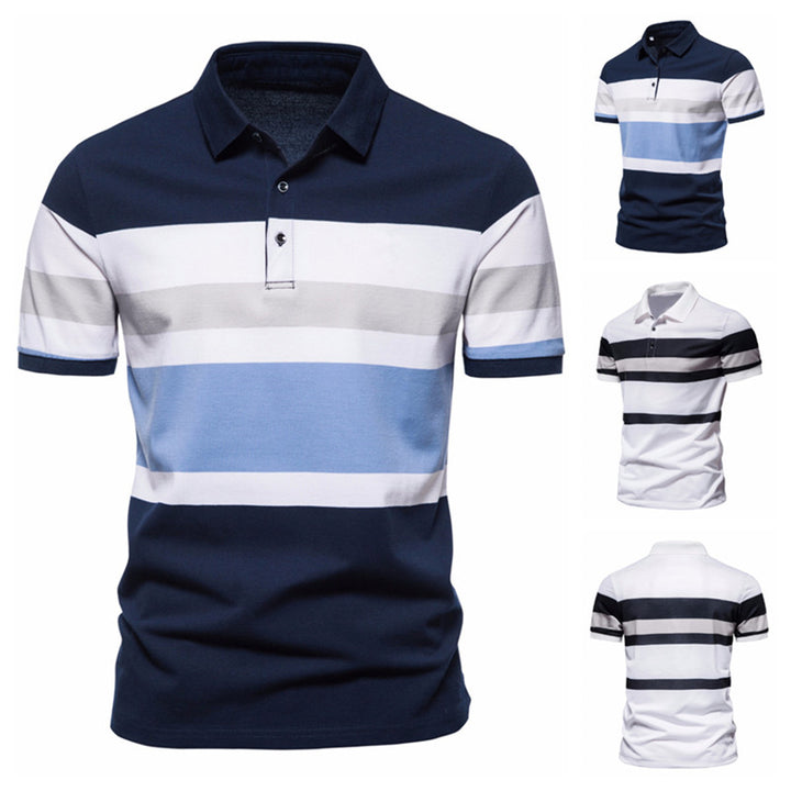 Herren Poloshirt mit modernem Streifenmuster und atmungsaktiver Baumwolle Echoarchiv