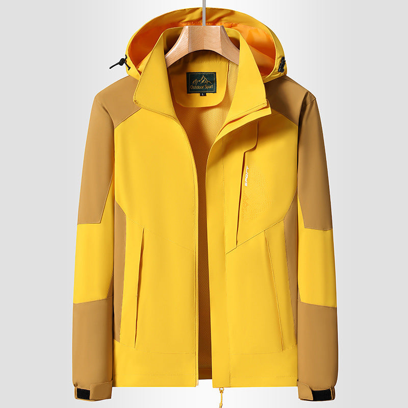 Damen Softshell‑Trekkingjacke mit atmungsaktiver Membran, verstellbarer Kapuze und Colorblock-Design Echoarchiv