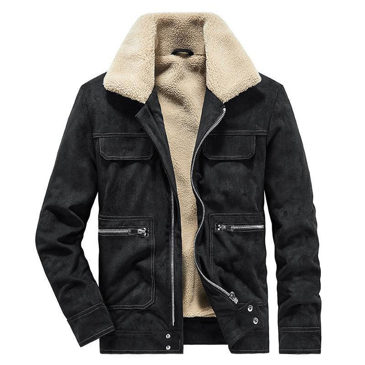 Herren Veloursimitatjacke im Fliegerstil mit Teddyfutter und Reißverschlusstaschen Echo Archiv