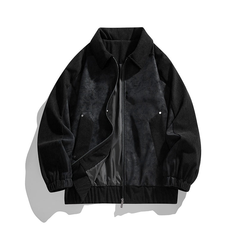 Herren Kunstvelours‑Bomberjacke im Oversize‑Boxy‑Cut mit Zwei‑Wege‑Reißverschluss & elastischem Saum Echoarchiv