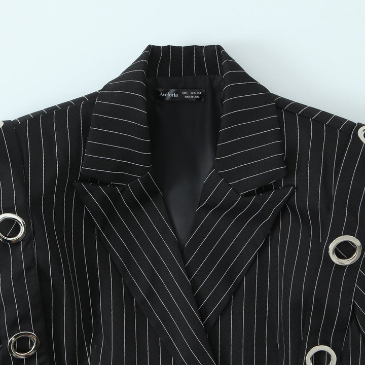 Damen Nadelstreifen-Blazer mit Ösenapplikation und Kordelzug Echo Archiv