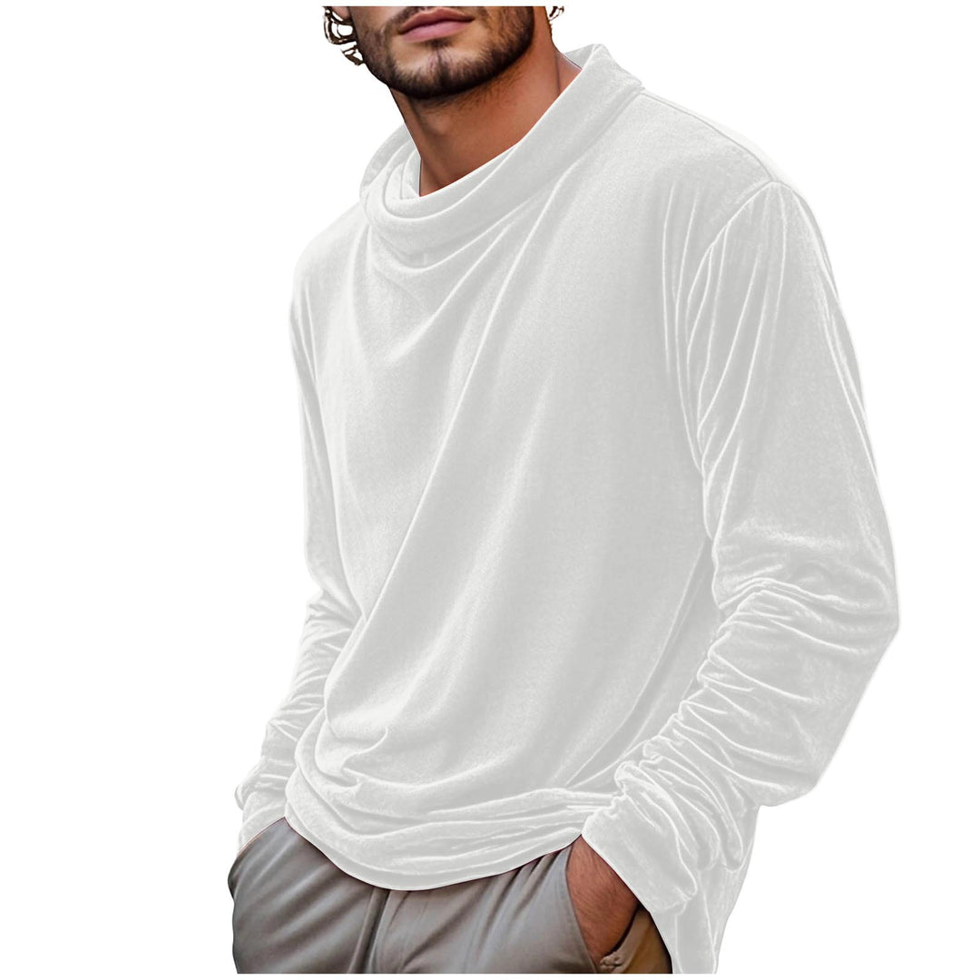 Herren Samt-Langarmshirt mit Schalkragen – Marzano