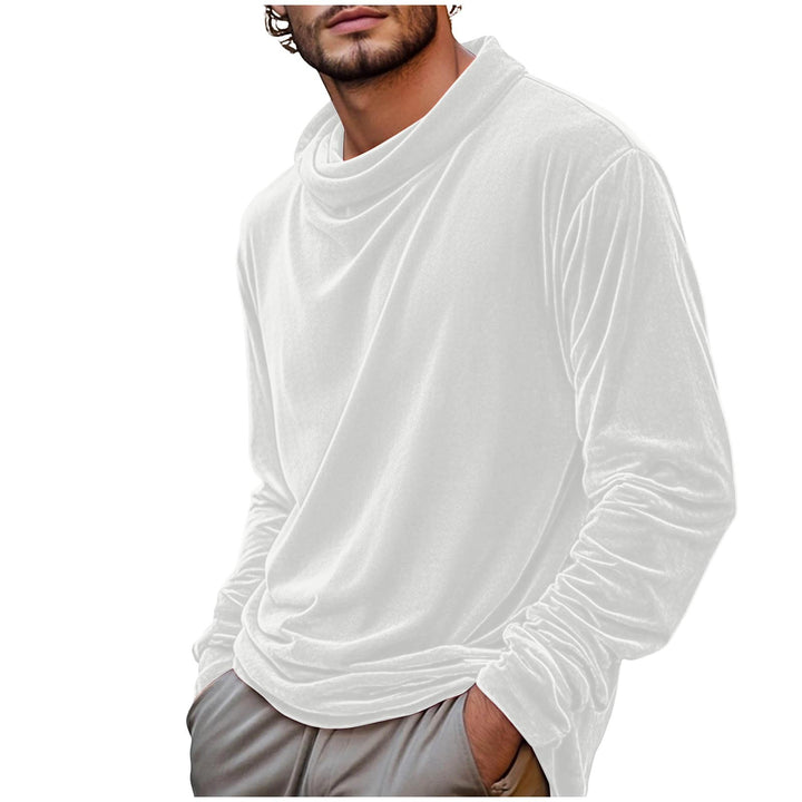Herren Samt-Langarmshirt mit Schalkragen – Marzano