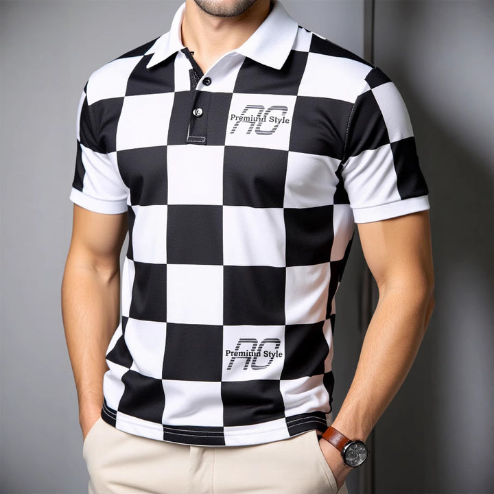 Herren Polo-Shirt mit kariertem Muster und modernem Kragen Echoarchiv