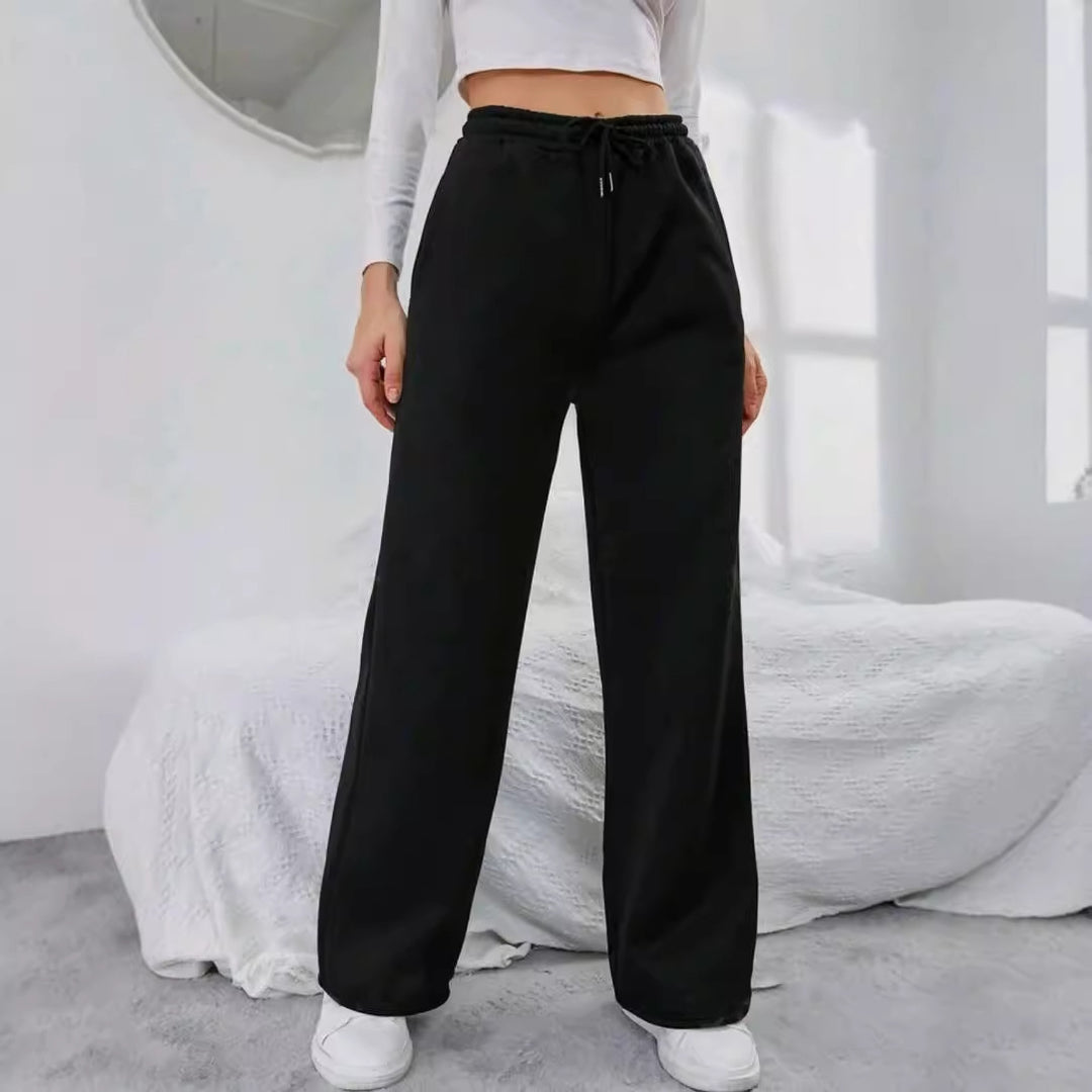Damen nan High‑Waist Wide‑Leg Jogginghose mit elastischem Komfortbund, Kordelzug und tiefen Eingrifftaschen Echo Archiv