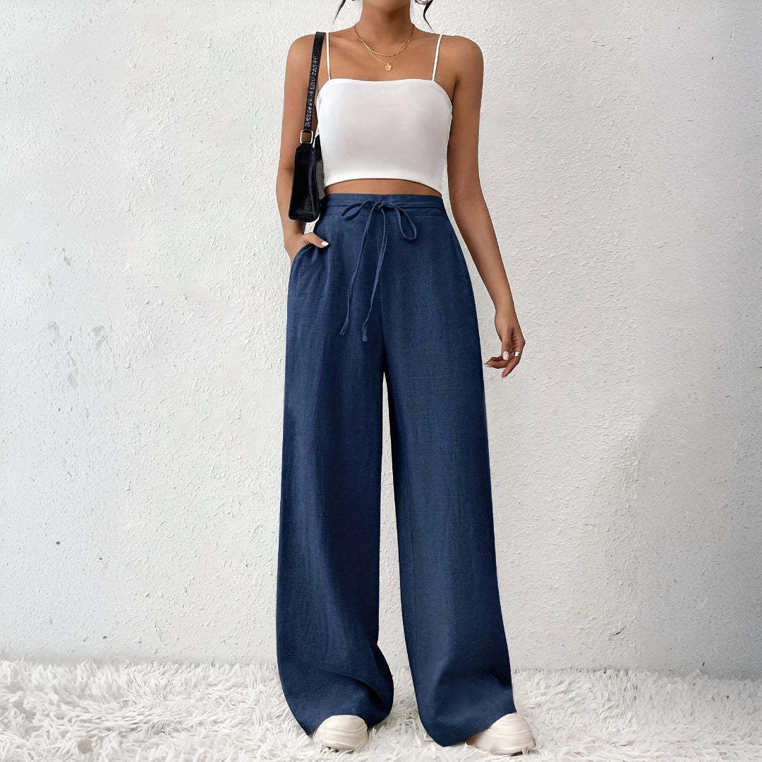 Damen Modische Palazzo-Hose mit elastischem Bund – Avélisse