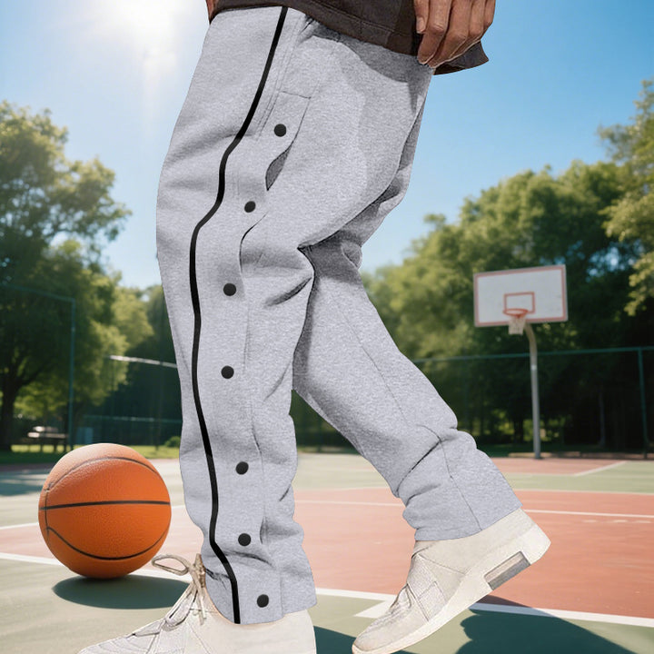 Herren Sportliche Freizeit-Hose mit Knopfdetails und Kontraststreifen Echoarchiv