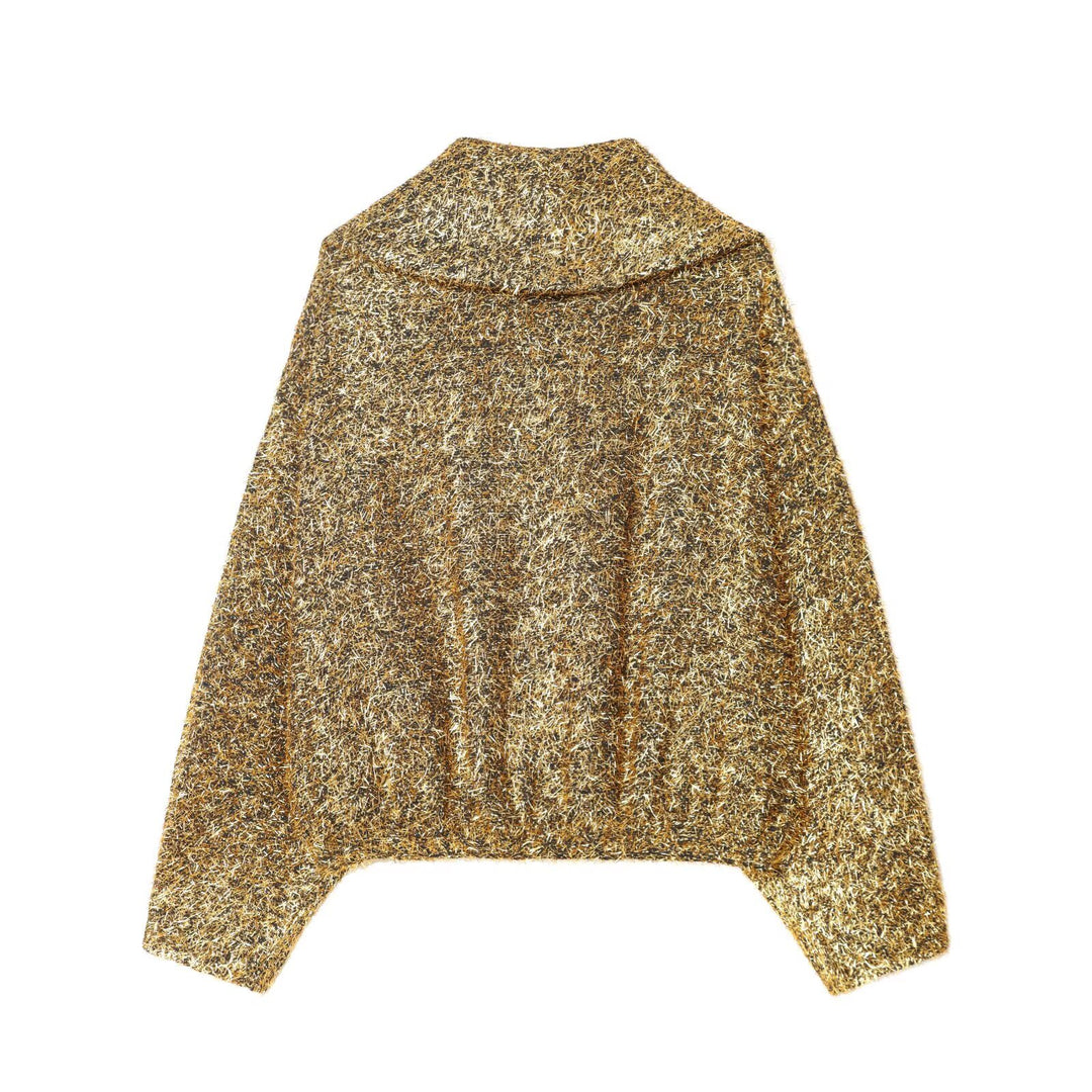 Damen Kurz geschnittener Bouclé-Blouson mit Metallic-Effekt und durchgehendem Reißverschluss Echo Archiv